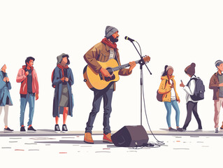 Unveiling Urban Melodies: The Enchanting Performance of a Sidewalk Busker