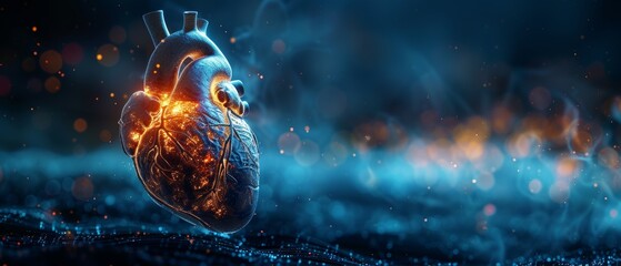 A 3D illustration of the human internal organs - the heart. - obrazy, fototapety, plakaty