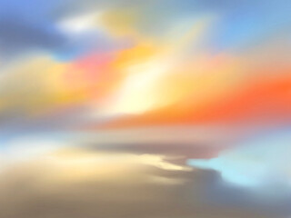 Naklejka na ściany i meble sunset over the sea digital art for card decoration illustration