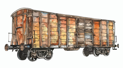 Boxcar. Railroad car isolated on white. Vector illustration - obrazy, fototapety, plakaty