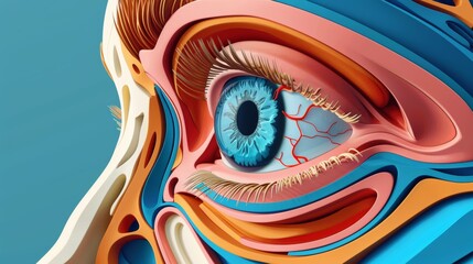 Color structure and anatomy of the human eye. Flat cartoon illustration in modern format