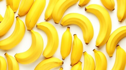 Yellow bananas seamless pattern isolated on white background. - obrazy, fototapety, plakaty