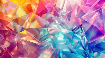 Abstract colorful Crystals design background. Polygonal iridescent shapes for poster design