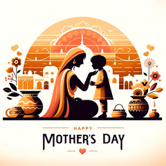 Happy mother's day card illustration for celebration in india.
