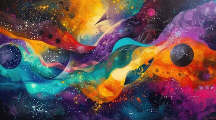 An abstract representation of cosmic transcendence, with vibrant colors and dynamic shapes capturing the essence of the universe's infinite possibilities.