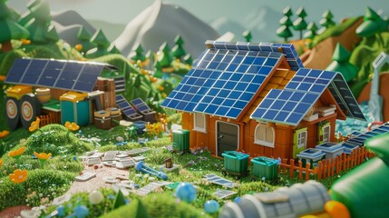 Zero waste poster, solar panels, and eco life poster