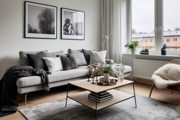room apartment in Scandinavian minimalist style