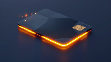 Digital glowing credit card close-up