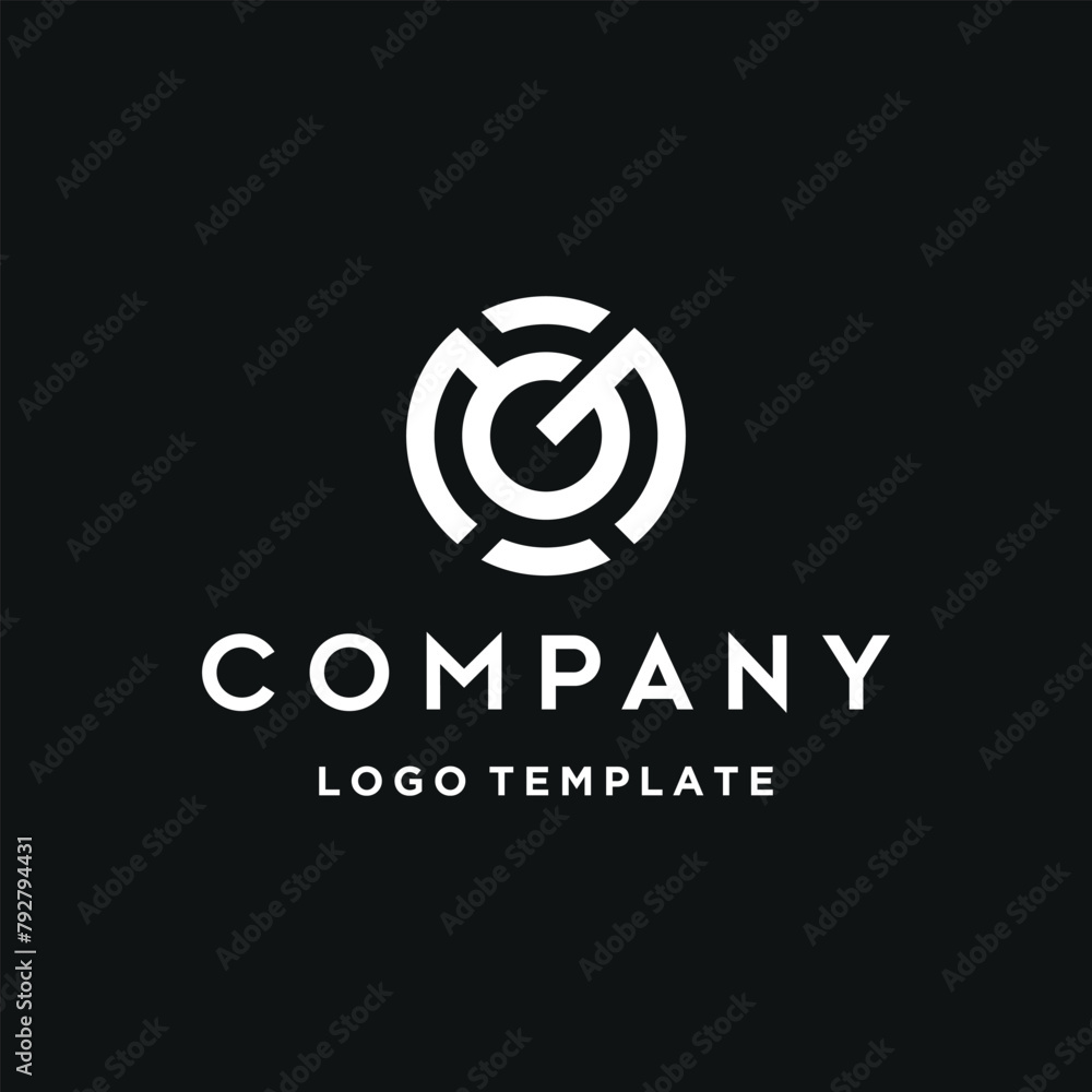 Poster initial letters mg gm with simple circular shape line art logo design
