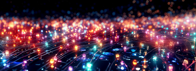 Obraz premium City Pulse: Dynamic Light Trails on Urban Streets, Created with Generative AI Technology