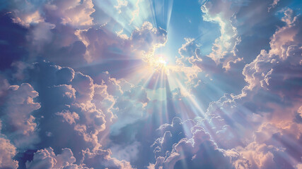 a sunbeam in the middle of a cloudy sky with clouds and sun rays coming out of it - Powered by Adobe