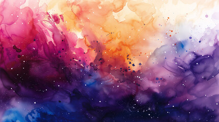 Cosmic-inspired scenes in watercolors, featuring celestial formations like stars and nebulae in rich, dark hues. , Watercolor Clipart, White background