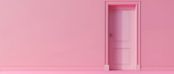 Minimal concept with pink walls and doors. 3D rendering.