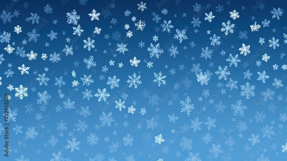 Poster white snowflake seamless pattern on blue background.