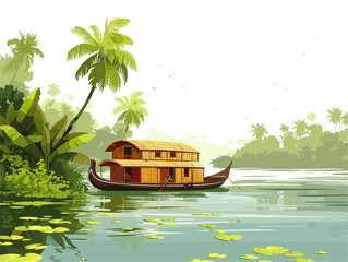 Serene Backwaters of Kerala: A Tranquil Journey Amidst Lush Greenery and Vibrant Houseboats