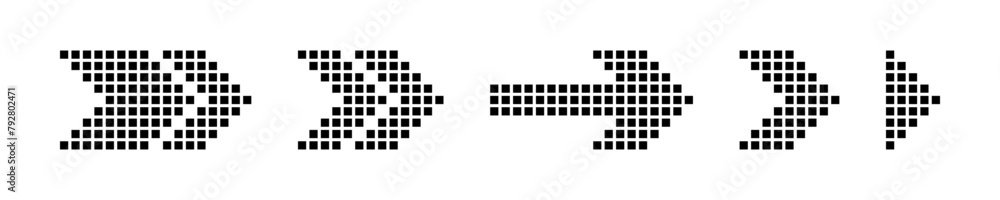 Poster dotted arrows set. halftone arrow icons. vector arrow collection. arrow icon. arrow cursor set.