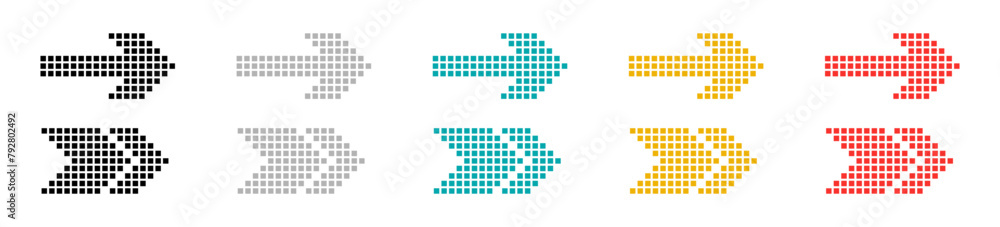 Poster colored up dotted arrows set. halftone arrow icons. colorful vector arrow collection. arrow icon set