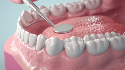 3D rendering of a denture, precise fit of denture teeth