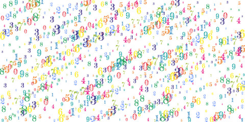 Falling colorful numbers. Math study concept with