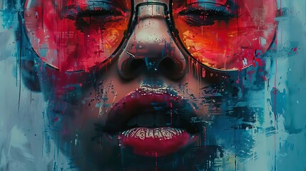 Merge the dynamic energy of futuristic technologies with street art in a watercolor masterpiece Experiment with unexpected camera angles to create a visually captivating composition that intrigues the