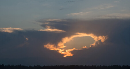 colorful dramatic sky with cloud at sunset

