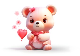 Naklejka premium teddy bear with heart shaped balloon