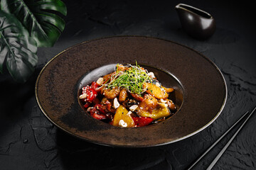 Gourmet asian stir-fry vegetable dish