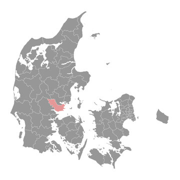 Hedensted Municipality map, administrative division of Denmark. Vector illustration.