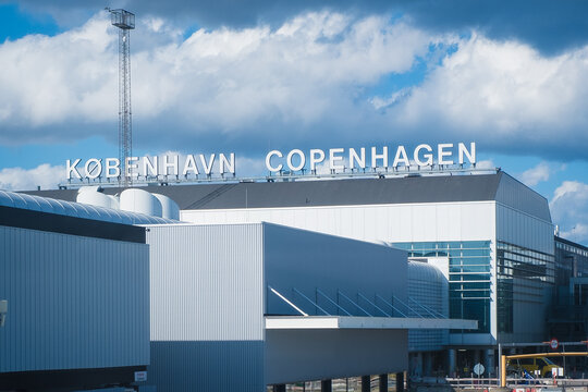 Copenhagen, Denmark - April 7, 2024: Copenhagen airport outdoor view. Copenhagen (Danish: Kobenhavn) Kastrup Airport CHP. Largest airport in the Nordic countries.