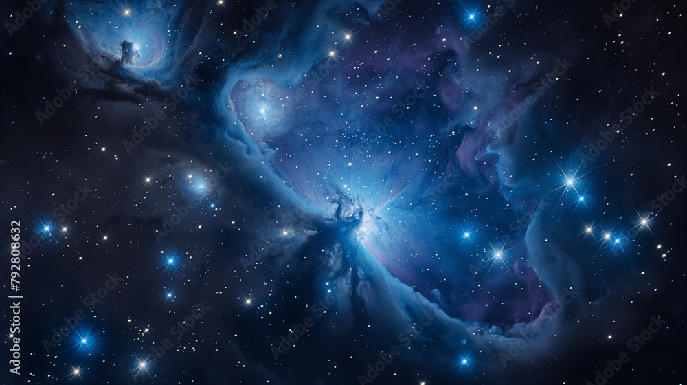 Wall mural digital artwork depicting a swirling cloud of cosmic dust peppered with a dense field of stars in sp