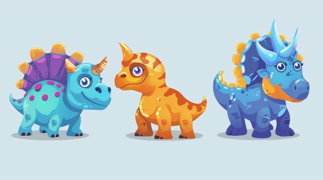 The prehistoric triceratops, stegosaurus, and tyrannosaurus were found in Jurassic times so this is a cute dinosaur game design.