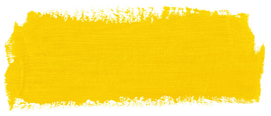 Yellow stroke of paint isolated on transparent background