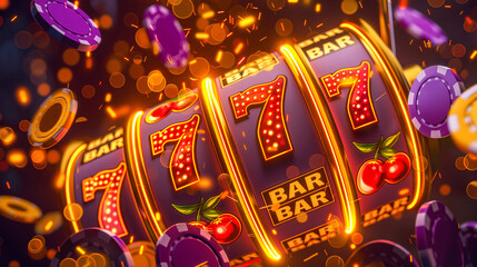 Casino slot wheel with winning jackpot isolation background, Illustration.