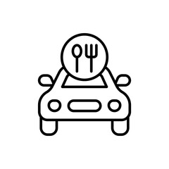 Drive thru outline icons, minimalist vector illustration ,simple transparent graphic element .Isolated on white background