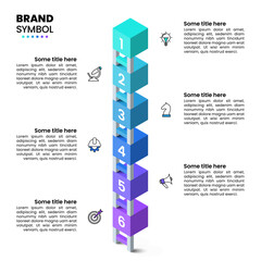 Infographic template. Vertical staircase with 6 steps