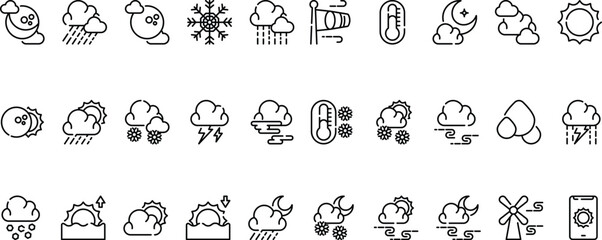 Weather Icon Set With Outline Style Simple