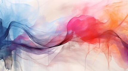 Ethereal Abstract Watercolor Wave Design in Hues of Blue and Pink