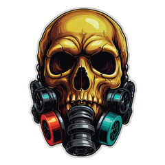 skull in steam with a gas mask, dark fantasy character