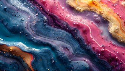 Vibrant Swirling Acrylic Paint Creates Abstract Energy - obrazy, fototapety, plakaty