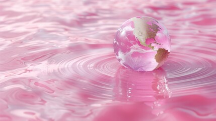 Naklejka na ściany i meble The glass globe shines in a sea of pink.