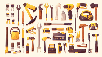 Tools isolated on white background 2d flat cartoon