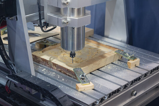 Wood carving machine. Modern automatic woodworking machine with CNC