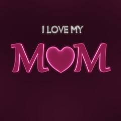 I love my mom with neon pink heart card.