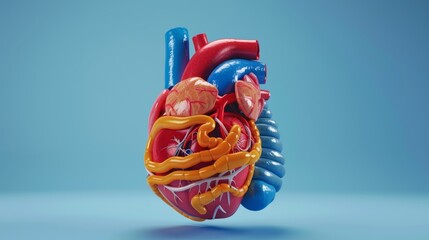 2 bypassed hearts rendered in 3D medically accurate - obrazy, fototapety, plakaty