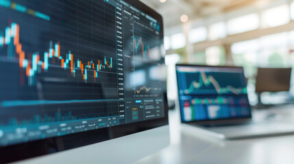 Close-Up of Stock Market Trading Platform Charts on Screen