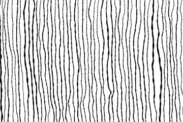 Vintage doodle hand drawn geometric background with simple black wavy vertical texture. Monochrome black and white vector illustration. Template for your design