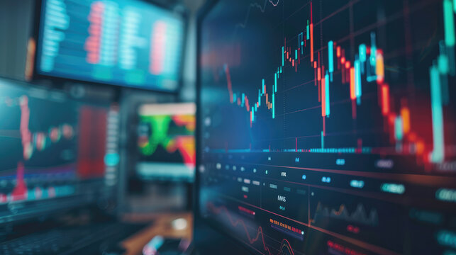 Close-Up of Stock Market Trading Platform Charts on Screen
