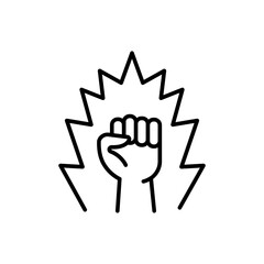 Explosive fist outline icons, minimalist vector illustration ,simple transparent graphic element .Isolated on white background