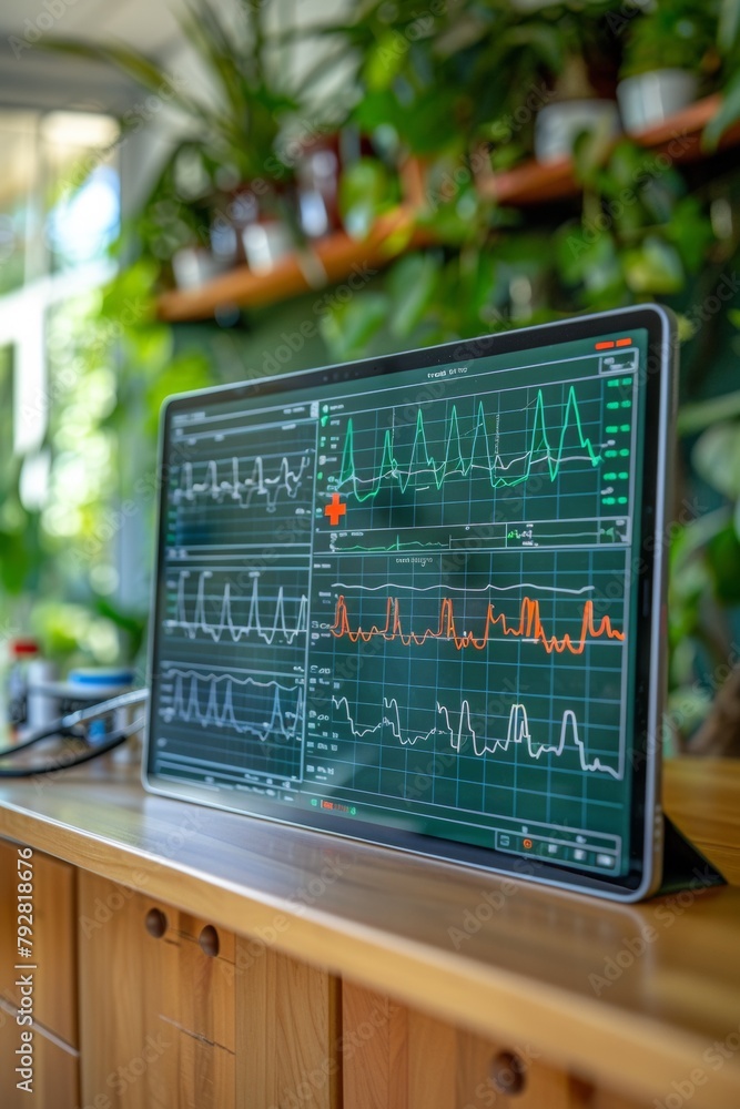 Poster a close up of a computer screen showing an electronic device, ai