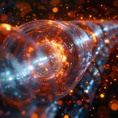 Ein Bild, das die DualitÃ¤t von Teilchen und Wellen in der Quantenmechanik darstellt. --stylize 750 Job ID: af61a90e-dae7-41c5-b306-a8d60a9c9fce